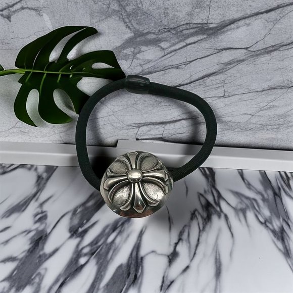 Make old vintage cross leather band Chrome Hearts sterling silver 925 scrunchie - Picture 2 of 8